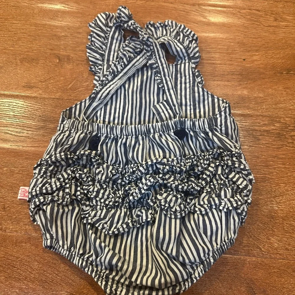 Ruffle Butts Navy and White Striped Diaper dress